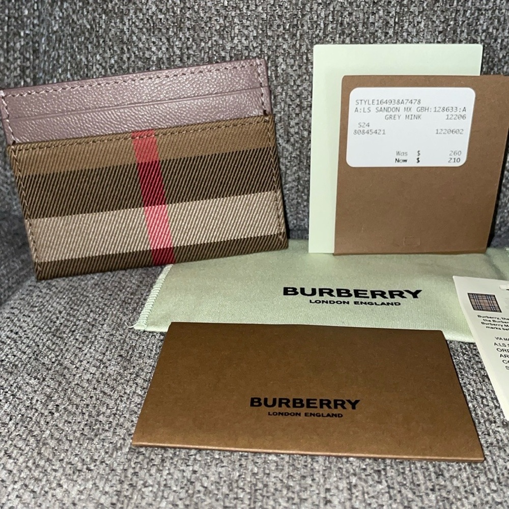 Burberry Gray and Pink Key Card Holder